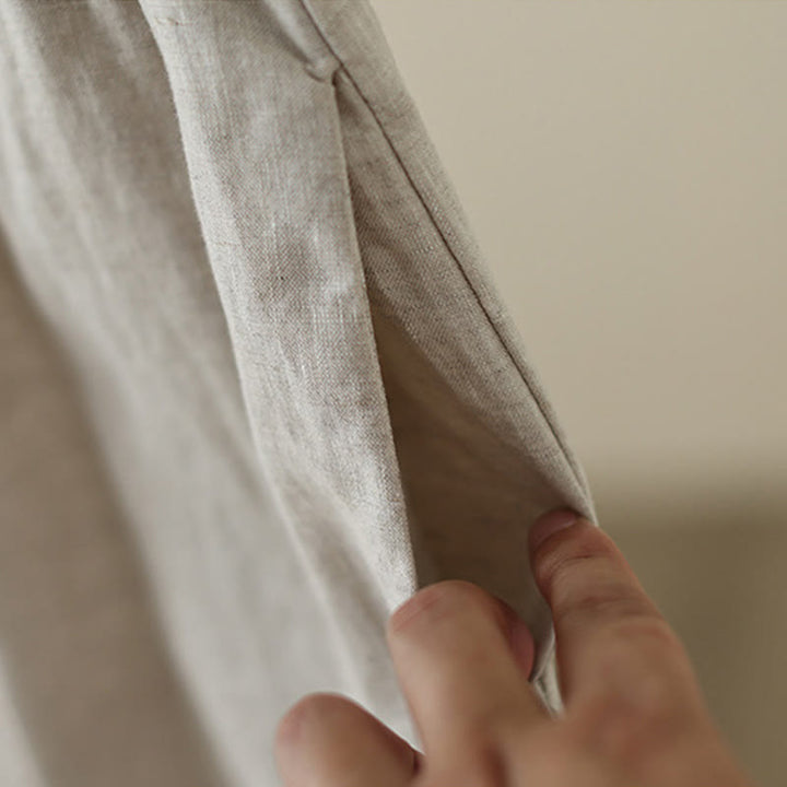 Buddha Stones通勤用 レトロ 無地 レース パッチワークデザイン 7-8丈 レディース ワイドレッグ コットンパンツ ポケット付き - image 7