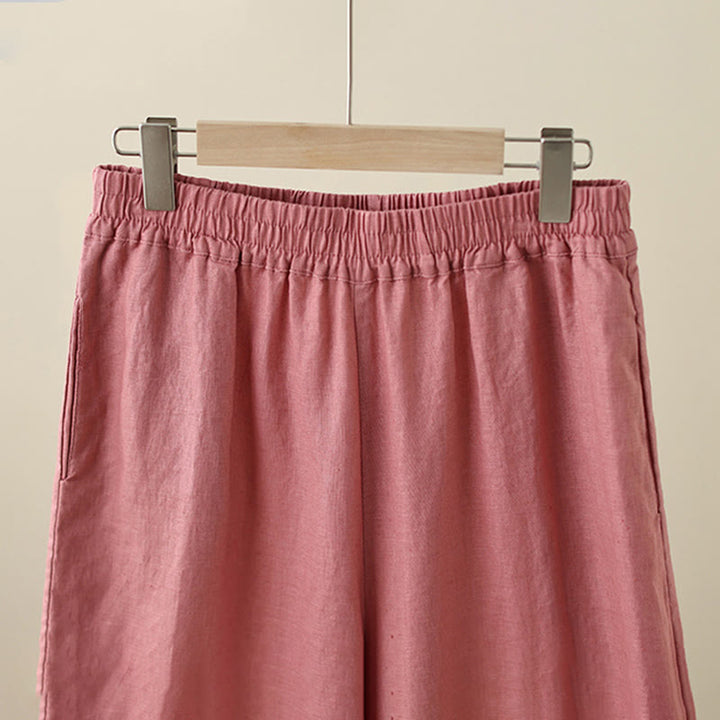 Buddha Stones通勤用 レトロ 無地 レース パッチワークデザイン 7-8丈 レディース ワイドレッグ コットンパンツ ポケット付き - image 11