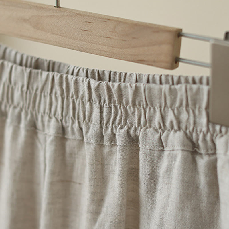 Buddha Stones通勤用 レトロ 無地 レース パッチワークデザイン 7-8丈 レディース ワイドレッグ コットンパンツ ポケット付き - image 5