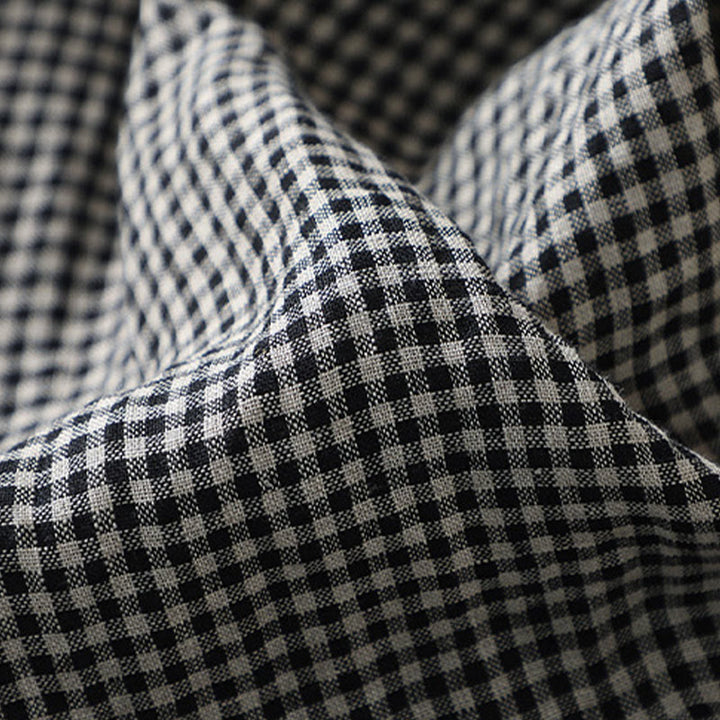 Buddha Stones通勤カジュアル チェック柄 7-8丈 レディース ワイドレッグ コットンリネン パンツ ポケット付き - image 11