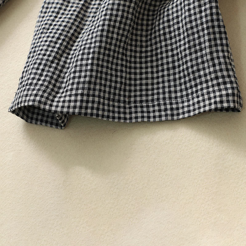 Buddha Stones通勤カジュアル チェック柄 7-8丈 レディース ワイドレッグ コットンリネン パンツ ポケット付き - image 12