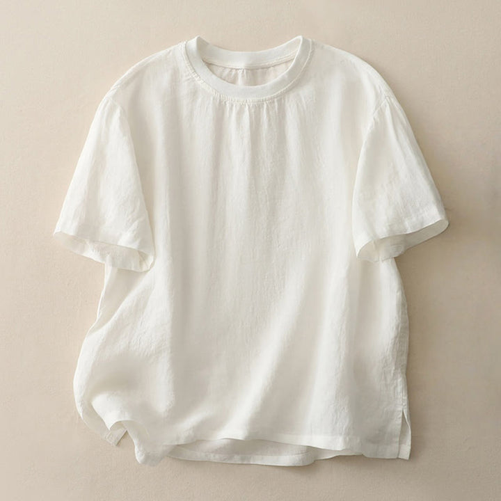 Buddha Stonesプレーンスレッドクルーネックデザイン レディース ポリエステル 半袖シャツ - 雪 - US14、 UK/AU18、 EU46 (2XL) - image 4