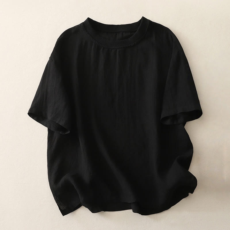 Buddha Stonesプレーンスレッドクルーネックデザイン レディース ポリエステル 半袖シャツ - 黒 - US14、 UK/AU18、 EU46 (2XL) - image 8