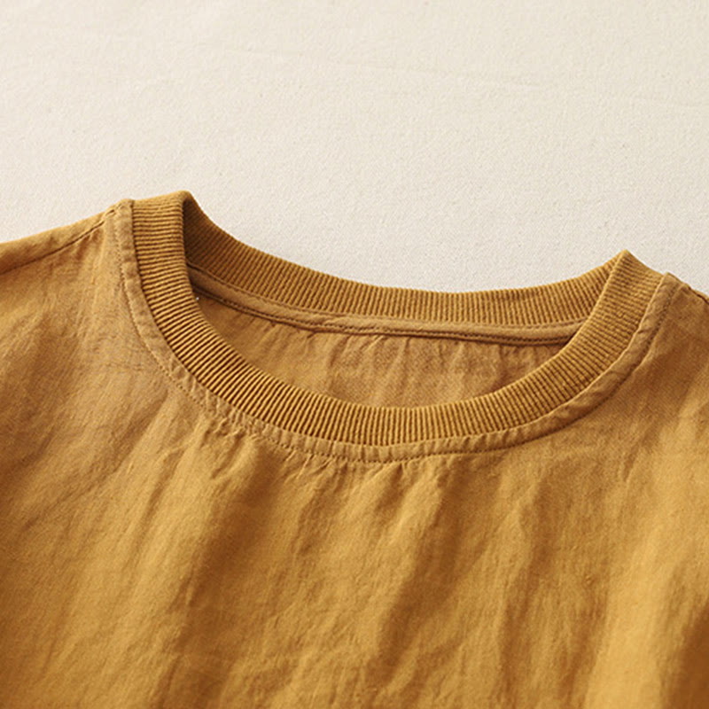 Buddha Stonesプレーンステッチクルーネックデザインレディースポリエステル半袖シャツ - image 13