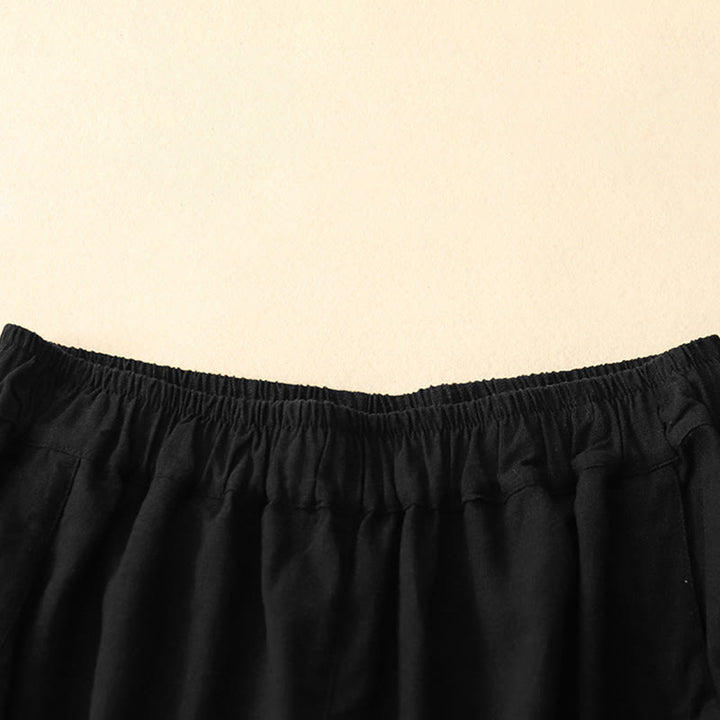 Buddha Stones通勤カジュアル ピュアカラー レディース ワイドレッグ コットン クロップドパンツ ポケット付き - image 7