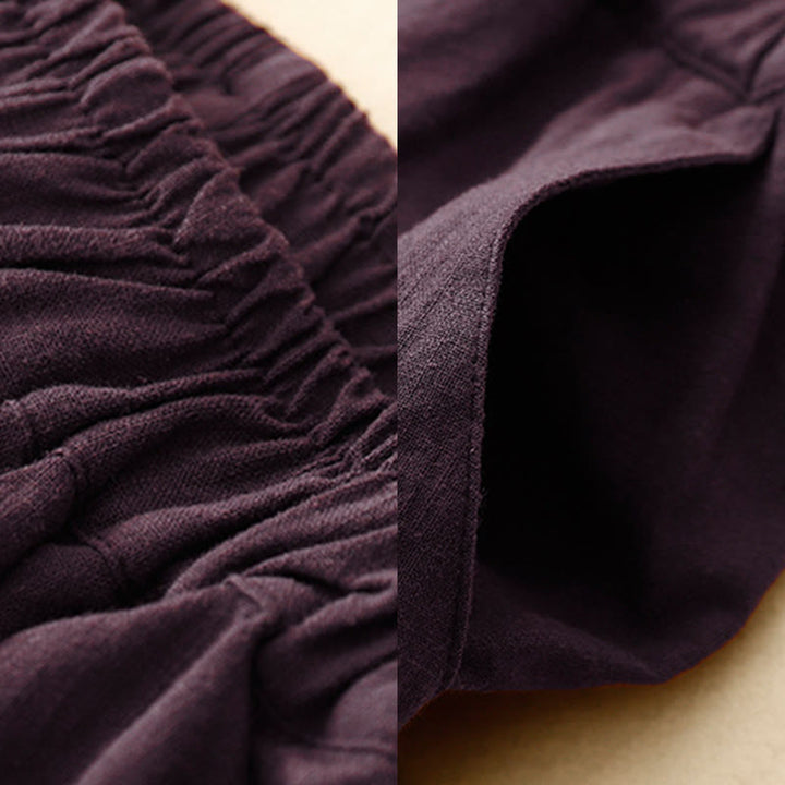 Buddha Stones通勤カジュアル ピュアカラー レディース ワイドレッグ コットン クロップドパンツ ポケット付き - image 16