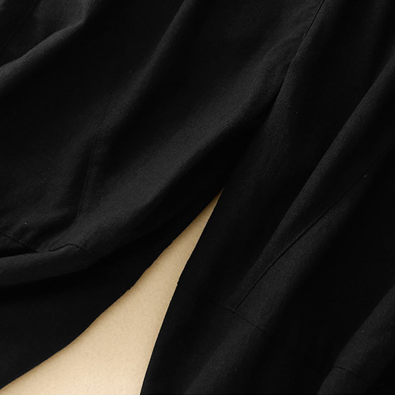 Buddha Stones通勤カジュアル ピュアカラー レディース ワイドレッグ コットン クロップドパンツ ポケット付き - image 8