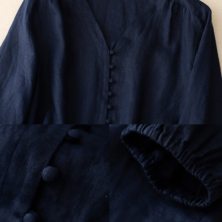Buddha StonesVネックデザイン レディース長袖シャツ - image 12