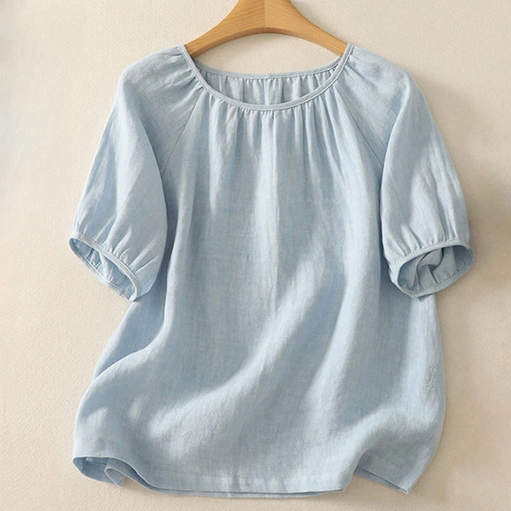 Buddha Stonesカジュアル サマー 無地 クルーネック コットン レディース 半袖 Tシャツ - ライトスカイブルー - US14、 UK/AU18、 EU46 (2XL) - image 0