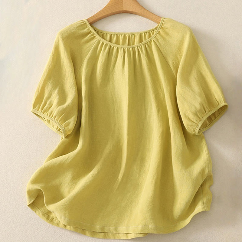 Buddha Stonesカジュアル サマー 無地 クルーネック コットン レディース 半袖 Tシャツ