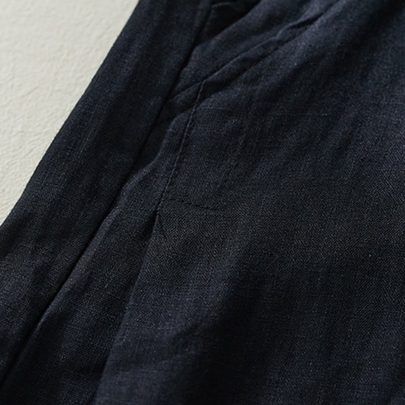 Buddha Stones通勤用 ピュアカラー ハイウエスト レディース コットンリネン ハーレム クロップドパンツ ポケット付き - image 19