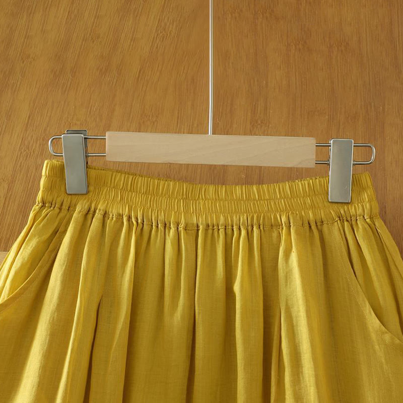 Buddha Stones通勤用 ピュアカラー シンプルデザイン レディース アンクル丈 ハーレムパンツ ポケット付き - image 1