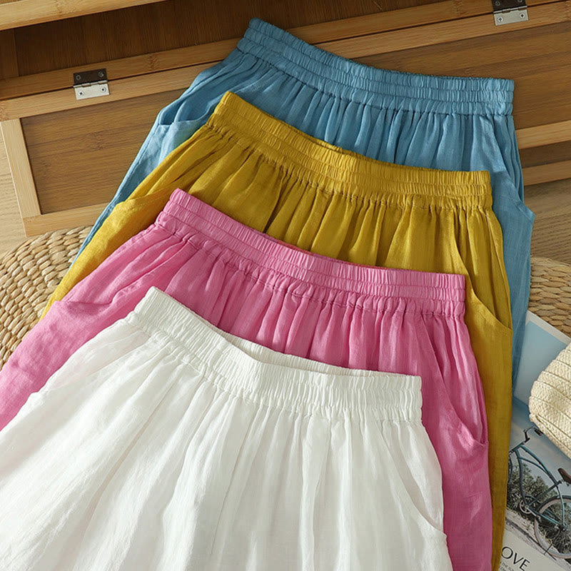 Buddha Stones通勤用 ピュアカラー シンプルデザイン レディース アンクル丈 ハーレムパンツ ポケット付き - image 26