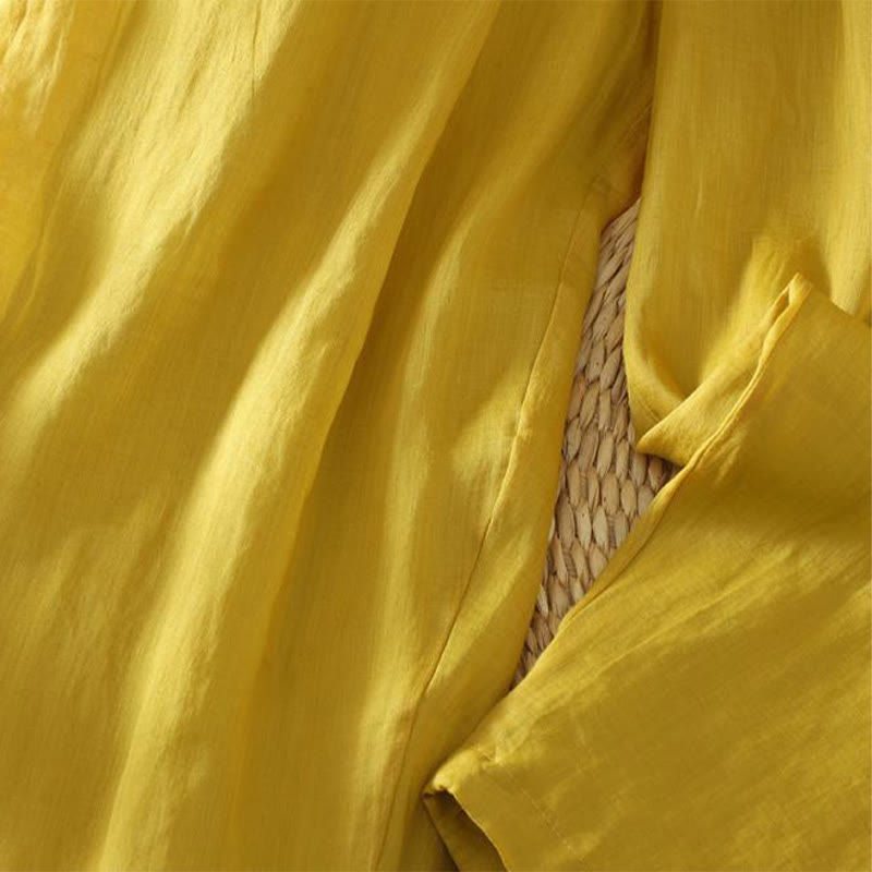 Buddha Stones通勤用 ピュアカラー シンプルデザイン レディース アンクル丈 ハーレムパンツ ポケット付き - image 3