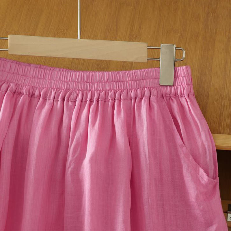 Buddha Stones通勤用 ピュアカラー シンプルデザイン レディース アンクル丈 ハーレムパンツ ポケット付き - image 17