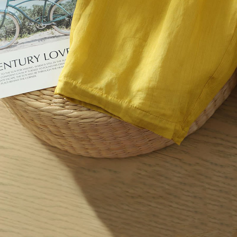 Buddha Stones通勤用 ピュアカラー シンプルデザイン レディース アンクル丈 ハーレムパンツ ポケット付き - image 4