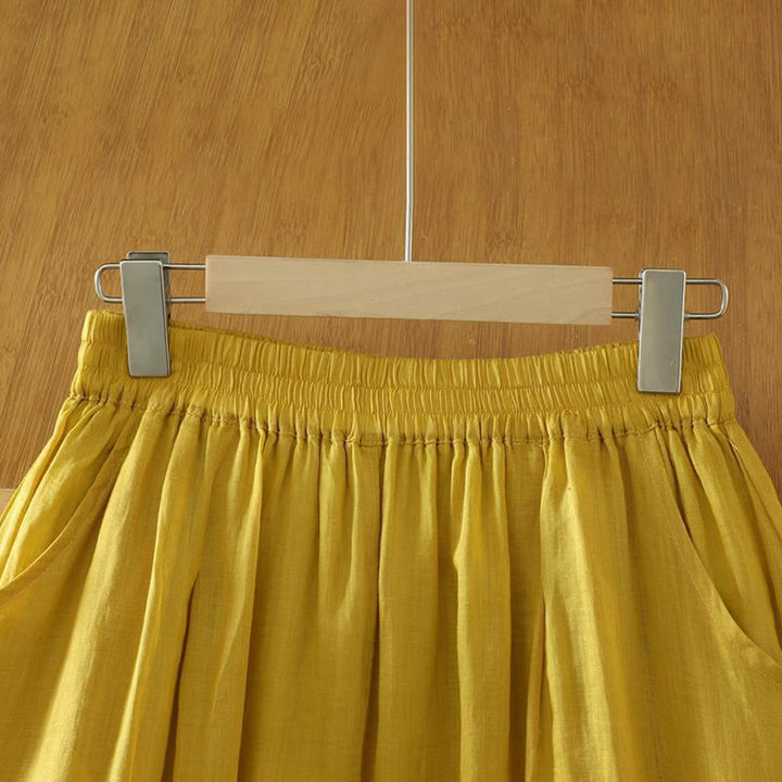 Buddha Stones通勤用 ピュアカラー シンプルデザイン レディース アンクル丈 ハーレムパンツ ポケット付き - image 1