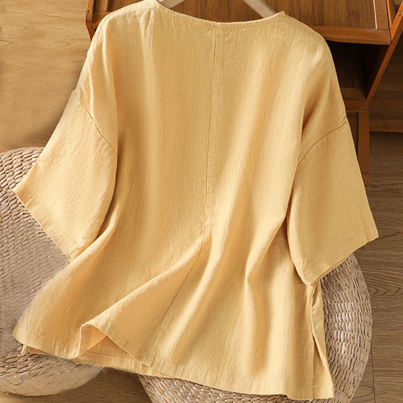 Buddha Stonesカジュアル サマー 無地 クルーネック レディース コットン 半袖 Tシャツ - image 9