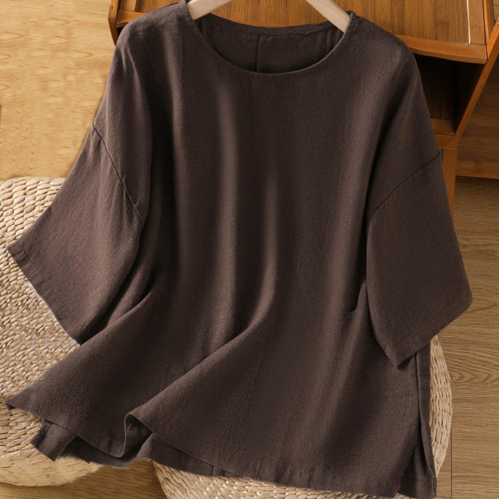 Buddha Stonesカジュアル サマー 無地 クルーネック レディース コットン 半袖 Tシャツ - サドルブラウン - US14、 UK/AU18、 EU46 (2XL) - image 14