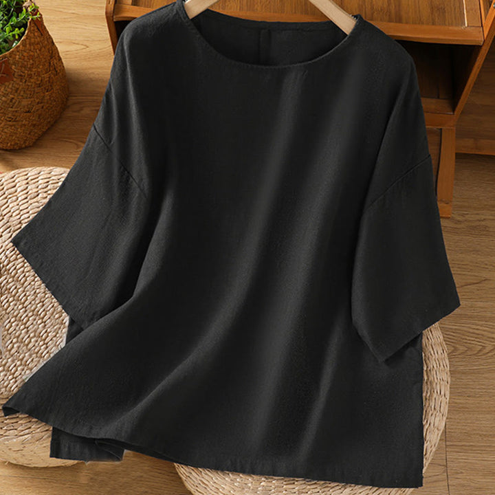 Buddha Stonesカジュアル サマー 無地 クルーネック レディース コットン 半袖 Tシャツ - 黒 - US14、 UK/AU18、 EU46 (2XL) - image 20