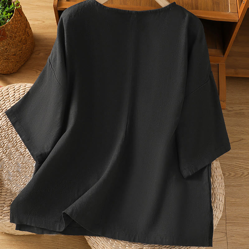 Buddha Stonesカジュアル サマー 無地 クルーネック レディース コットン 半袖 Tシャツ - image 21