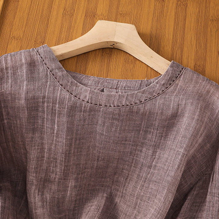 Buddha Stonesカジュアル サマー 無地 クルーネック レディース コットン リネン 七分袖 Tシャツ - image 11