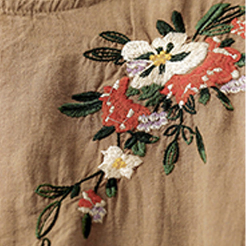 Buddha Stonesカジュアル サマー 刺繍 クルーネック レディース コットン 半袖 Tシャツ