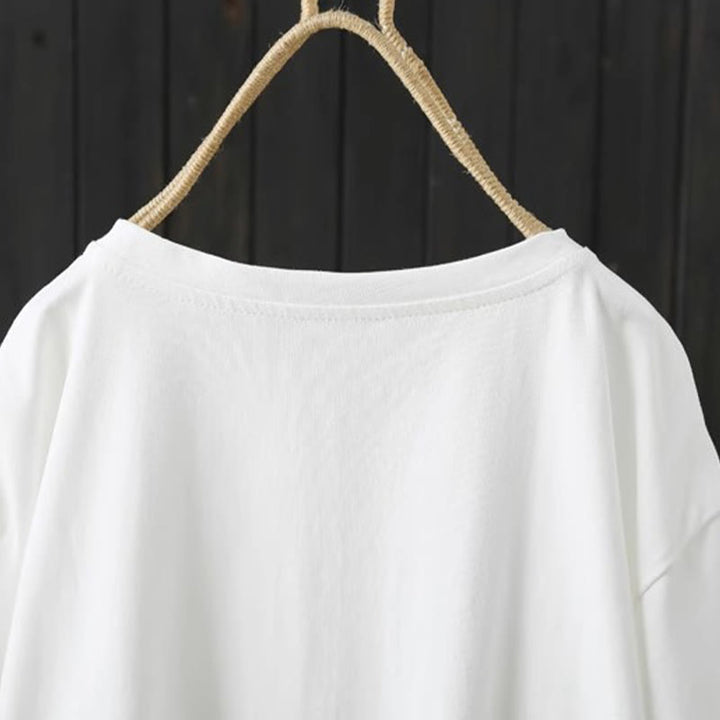 Buddha Stonesカジュアル ルーズ サマー 無地 クルーネック レディース コットン 半袖 Tシャツ - image 4