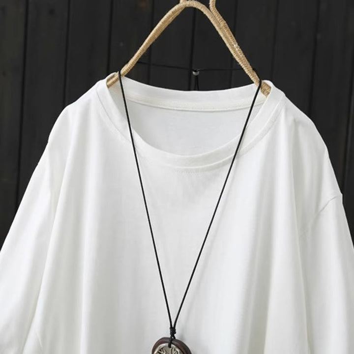 Buddha Stonesカジュアル ルーズ サマー 無地 クルーネック レディース コットン 半袖 Tシャツ - image 5