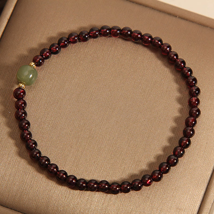 天然 3mm 極薄ガーネット 和田翡翠ビーズ 安定感 ヒーリングブレスレット Buddha Stones