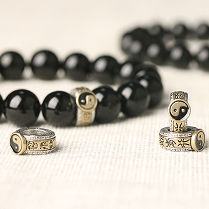 Buddha Stones黒曜石陰陽九字真言成就ブレスレット
