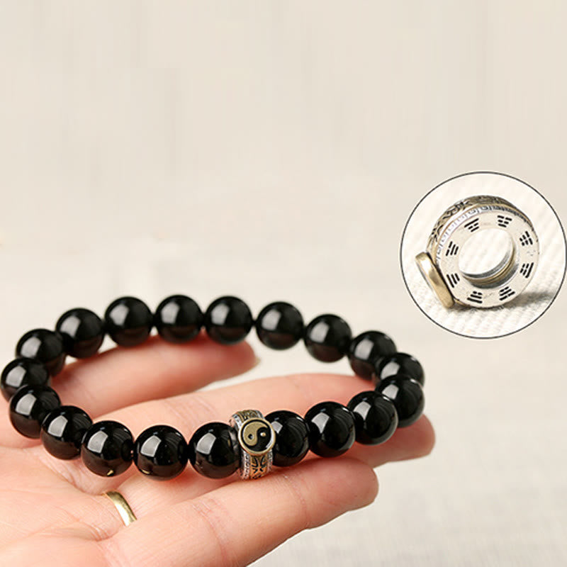 Buddha Stones黒曜石陰陽九字真言成就ブレスレット