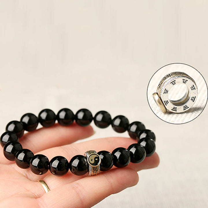 Buddha Stones黒曜石陰陽九字真言成就ブレスレット