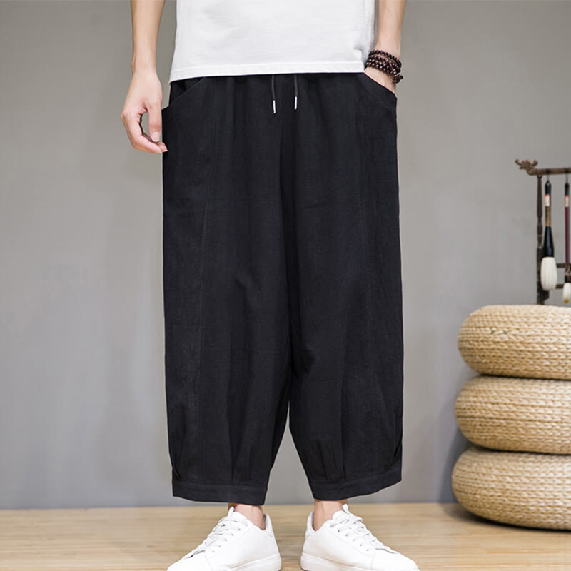Buddha Stonesシンプルコットン メンズ クロップド カプリ ハーレムパンツ ポケット付き - 黒 - US/UK/AU46、 EU56 (5XL) - image 19