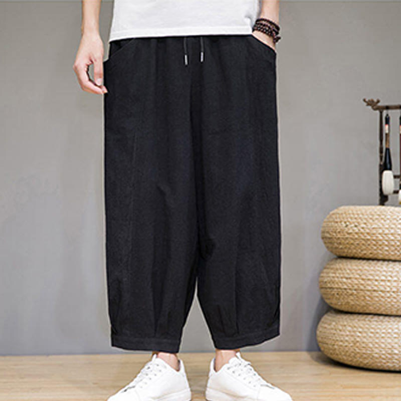 Buddha Stonesシンプルコットン メンズ クロップド カプリ ハーレムパンツ ポケット付き - image 28