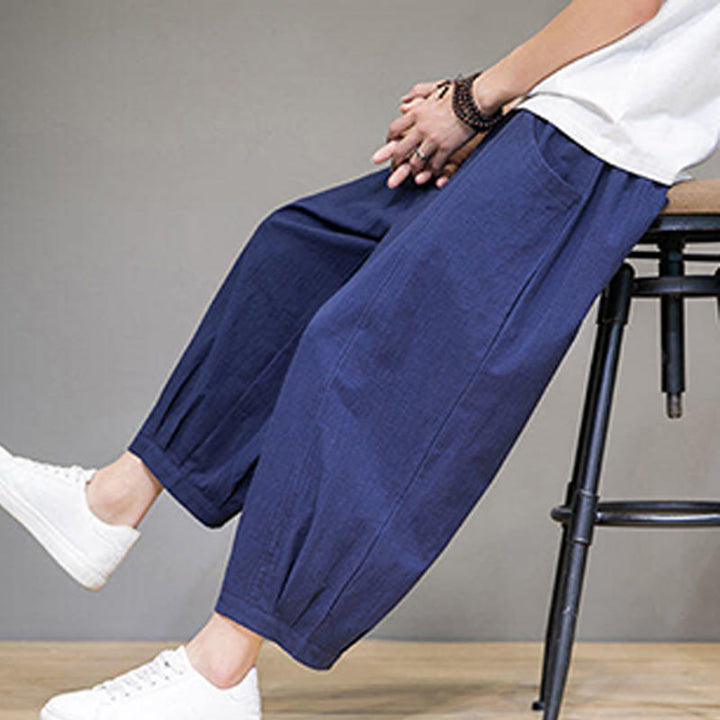 Buddha Stonesシンプルコットン メンズ クロップド カプリ ハーレムパンツ ポケット付き - image 37