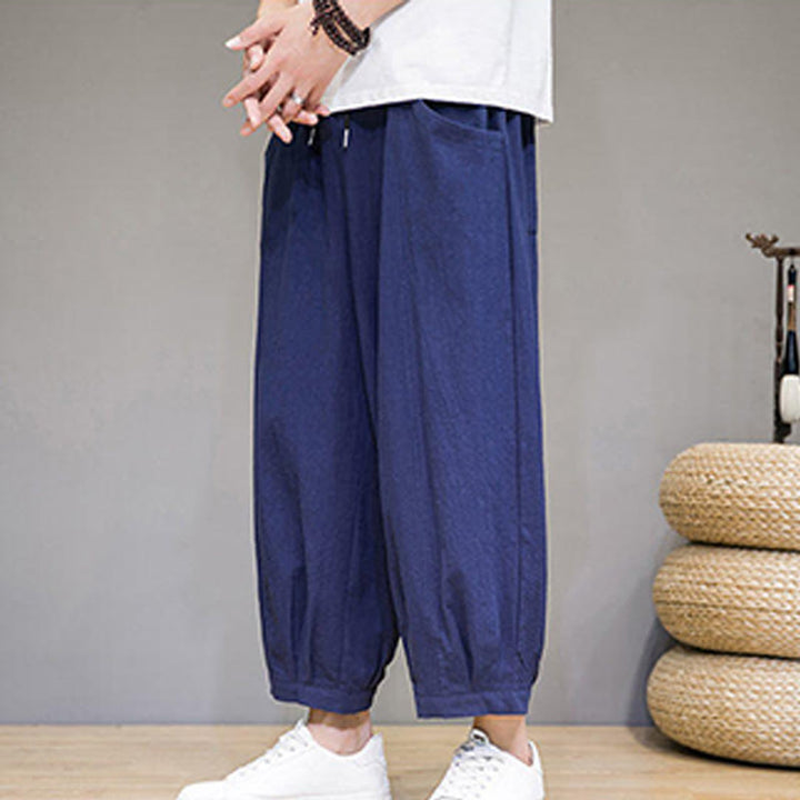 Buddha Stonesシンプルコットン メンズ クロップド カプリ ハーレムパンツ ポケット付き - image 34