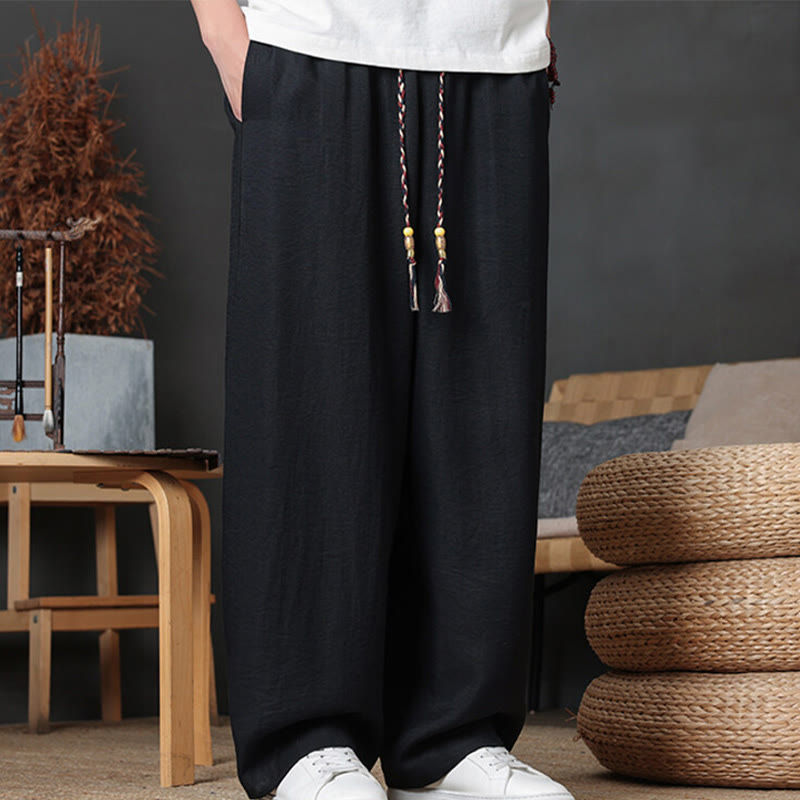 Buddha Stonesカジュアル無地ドローストリングデザインメンズパンツポケット付き - 黒 - US/UK/AU46、 EU56 (5XL) - image 31