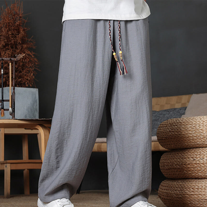 Buddha Stonesカジュアル無地ドローストリングデザインメンズパンツポケット付き - グレー - US/UK/AU46、 EU56 (5XL) - image 19