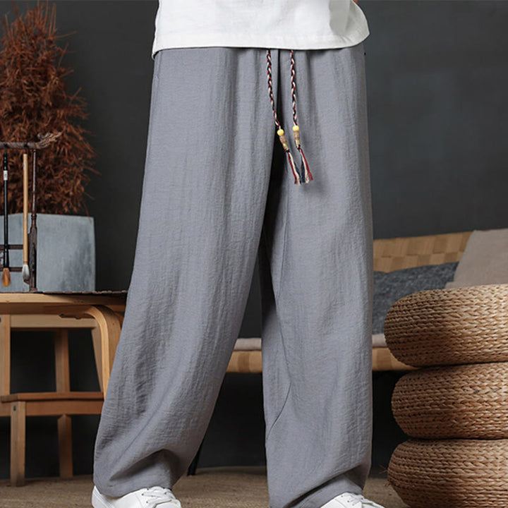 Buddha Stonesカジュアル無地ドローストリングデザインメンズパンツポケット付き - グレー - US/UK/AU46、 EU56 (5XL) - image 19