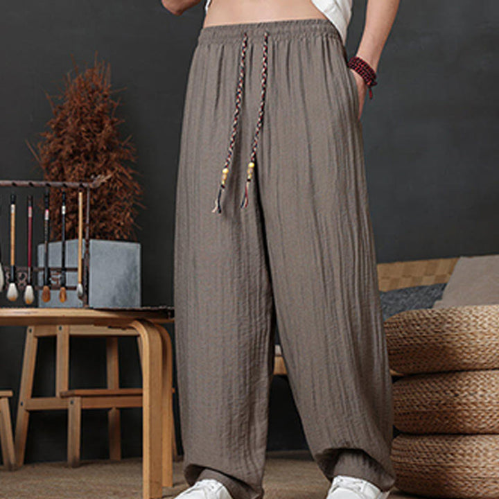 Buddha Stonesカジュアル無地ドローストリングデザインメンズパンツポケット付き - image 8