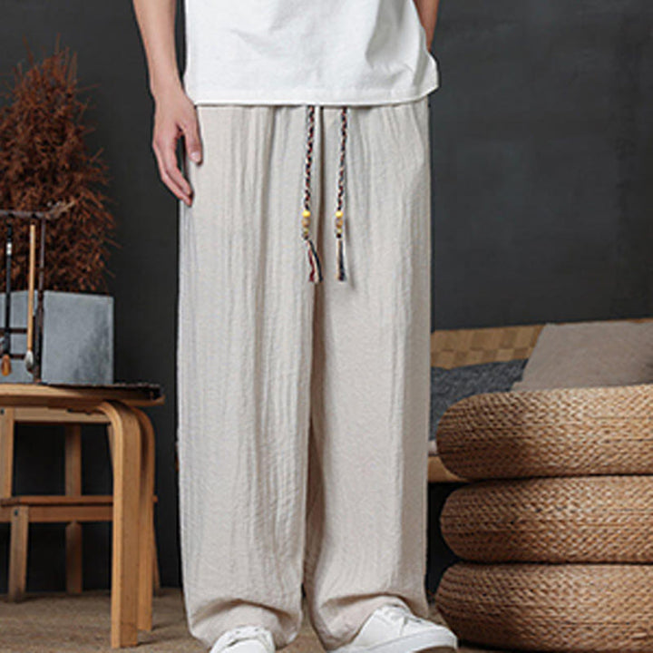 Buddha Stonesカジュアル無地ドローストリングデザインメンズパンツポケット付き - image 16