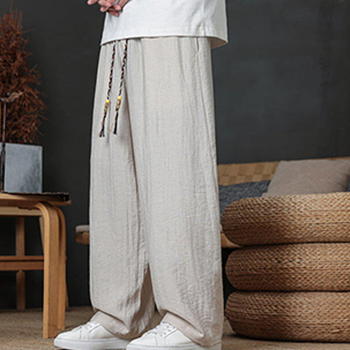 Buddha Stonesカジュアル無地ドローストリングデザインメンズパンツポケット付き - image 17
