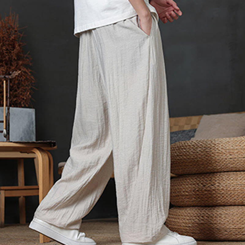 Buddha Stonesカジュアル無地ドローストリングデザインメンズパンツポケット付き - image 14