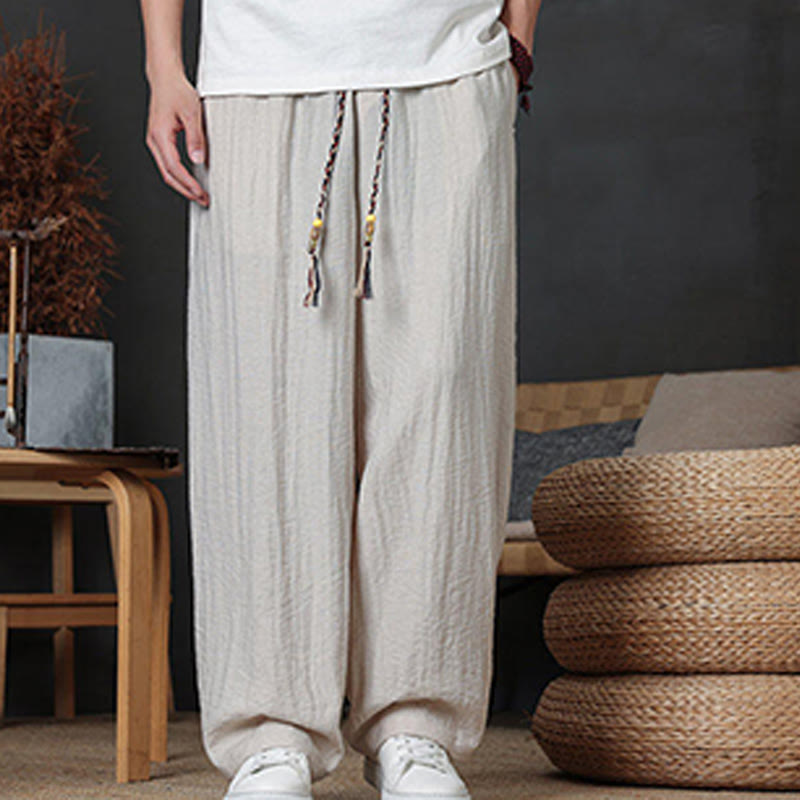 Buddha Stonesカジュアル無地ドローストリングデザインメンズパンツポケット付き - image 18