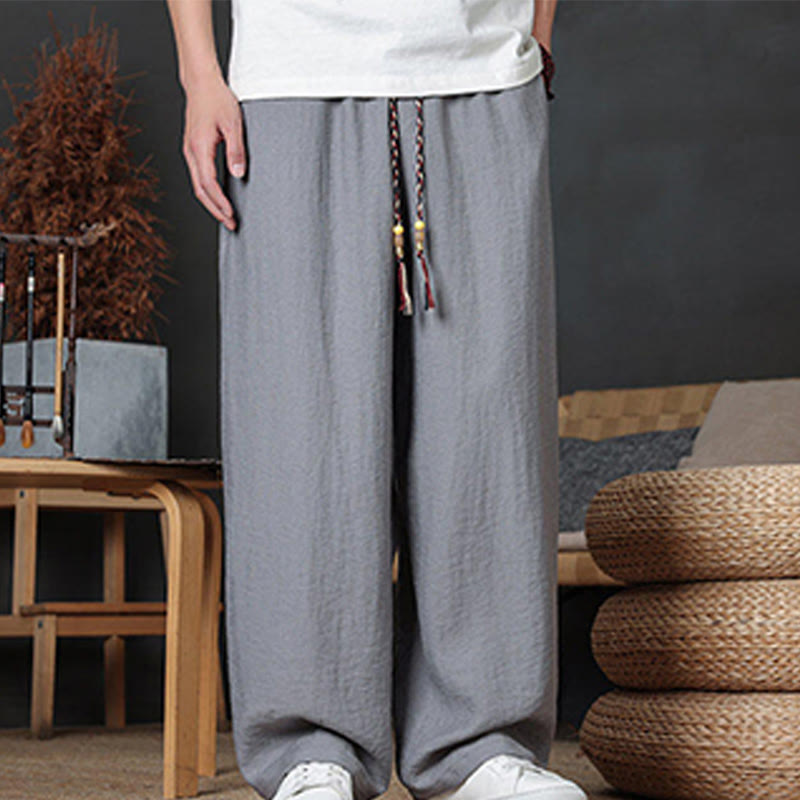 Buddha Stonesカジュアル無地ドローストリングデザインメンズパンツポケット付き - image 23