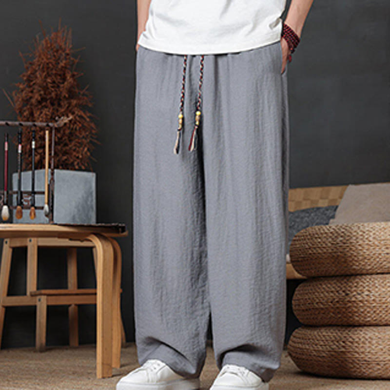 Buddha Stonesカジュアル無地ドローストリングデザインメンズパンツポケット付き - image 26