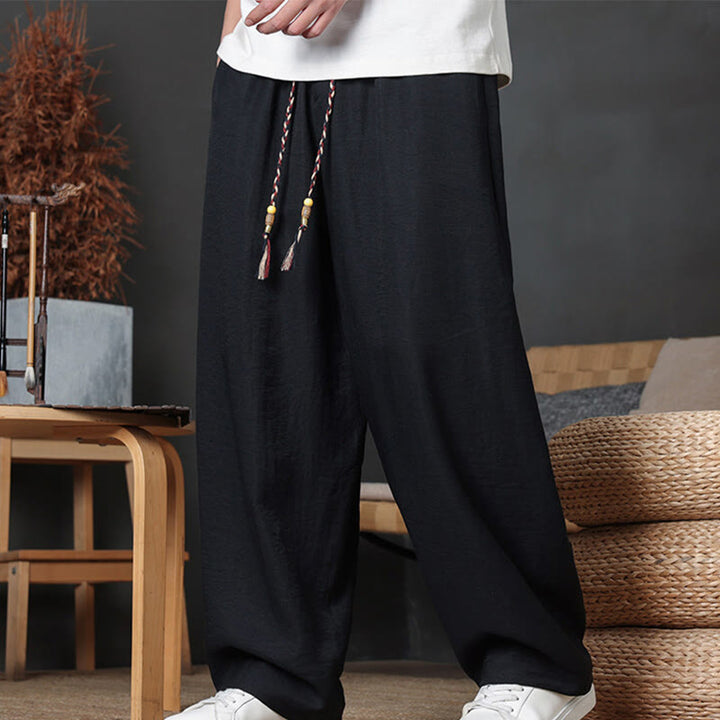 Buddha Stonesカジュアル無地ドローストリングデザインメンズパンツポケット付き - image 32