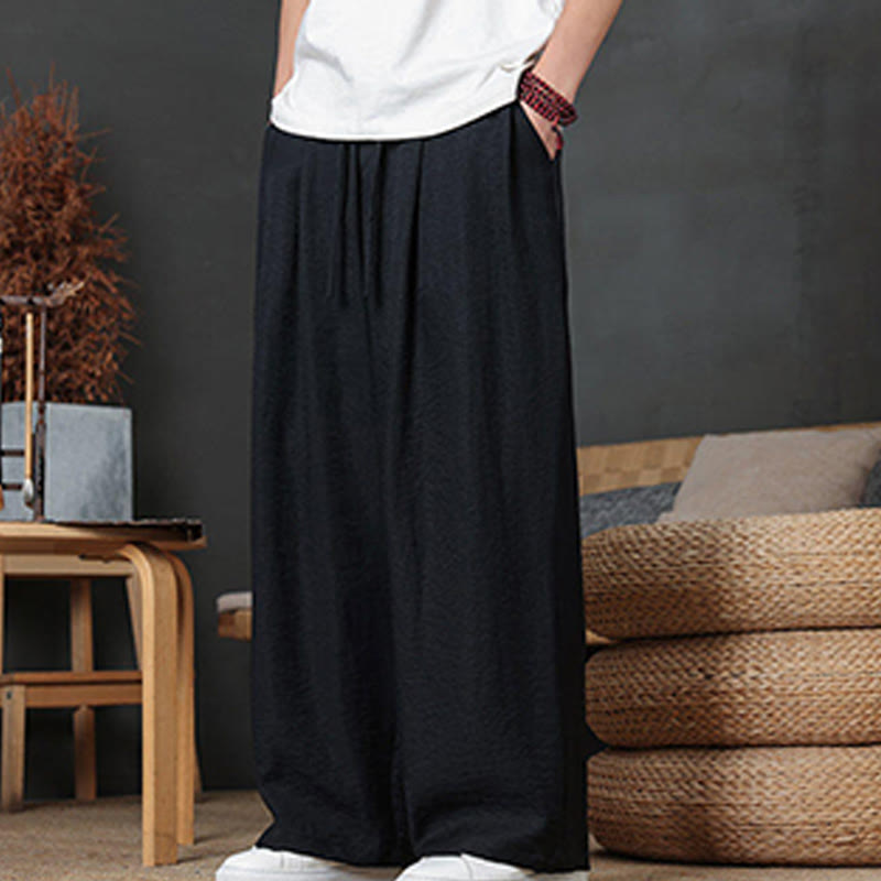 Buddha Stonesカジュアル無地ドローストリングデザインメンズパンツポケット付き - image 36