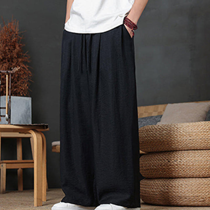 Buddha Stonesカジュアル無地ドローストリングデザインメンズパンツポケット付き - image 36